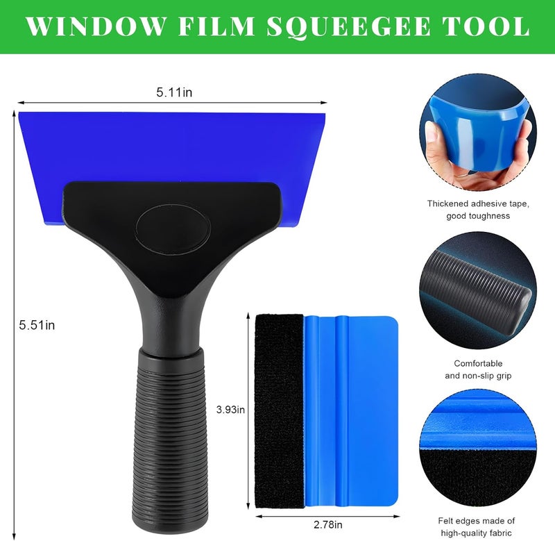 Yourkar 2 PCS Window Tint Kit Tools, Professional Vinyl Wrap Kit with Plastic Squeegee & Felt Squeegee, Universal Privacy Film Installation Tint Tools for Vehicle Glass Home (Blue) - Image 2